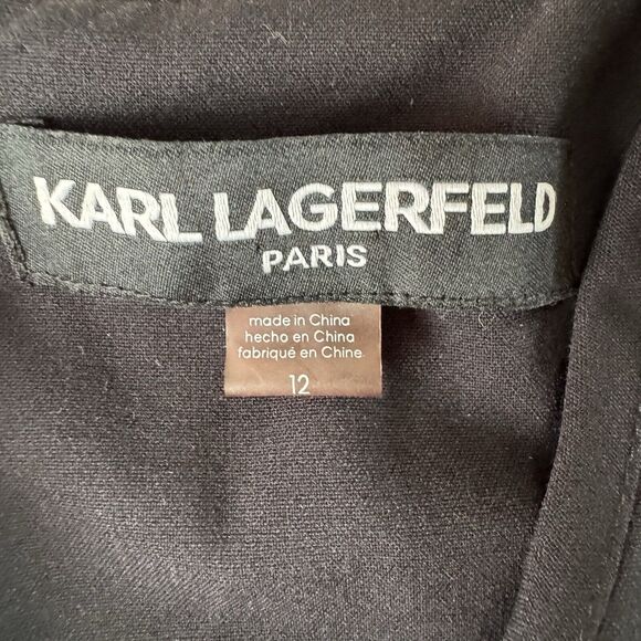 karl lagerfeld Women’s Wide Leg Jumpsuit Black With Stitching Size 12 - Picture 3 of 16